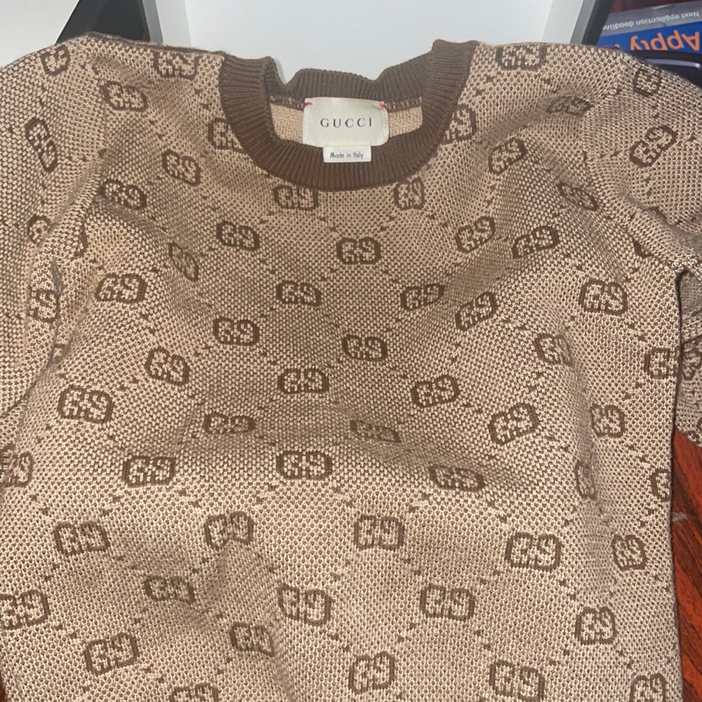 Baby Boy Brown Gucci Sweater Worn Once .